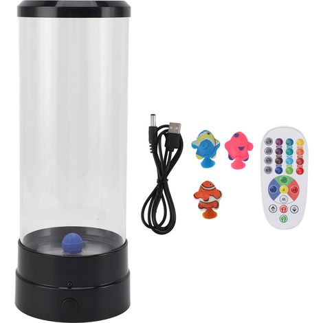 Ortviai Lampe LED de Table avec Poissons Simulés et Bulles, Éclairage RGB Changeant, Télécommande Incluse (1/5)