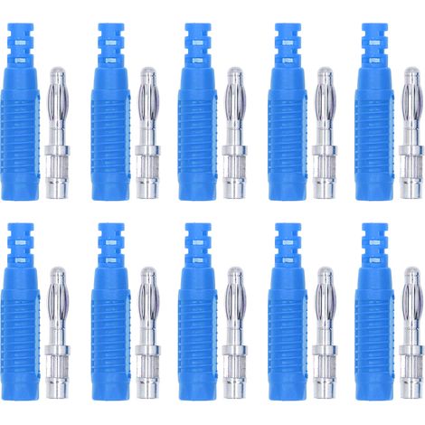 10 Ensembles Connecteur Banana Mâle Laiton Jack PA Tube Isolant Adaptateur Sonde J.10031 Bleu (1/5)