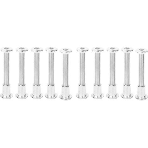 Lot de 10 paires d’écrous et boulons hexagonaux en acier au carbone plaqué nickel, diamètre 12 mm, filetage métrique M6 × 45
