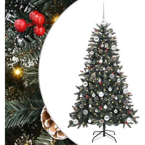 Sapin de Noël artificiel vert, 150 cm, en PVC, plastique et acier. (1/5)