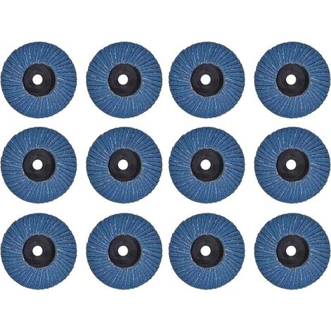 Lot de 12 Disques Abrasifs à Lamelles - 75 mm - Grain 120 - Métal, Acier, Bois - Bleu (1/5)