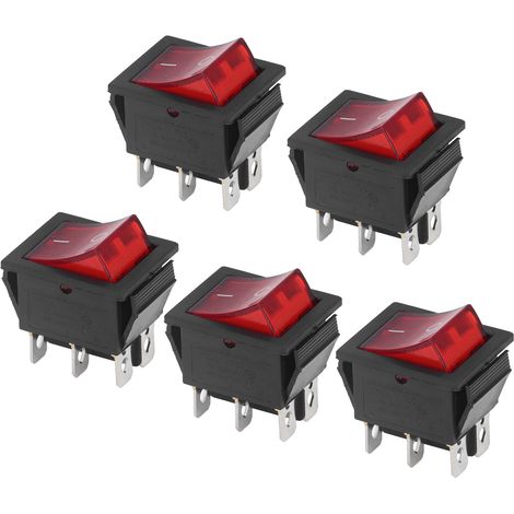 Interrupteur à bascule ABS 6 broches ON/OFF 2 positions 125/250V lot de 50 pour machine rouge (1/5)