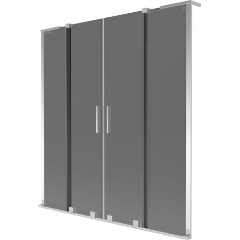 Mexen Velar L Duo paratia per vasca da bagno a 2 ante scorrevole 140 x 150 cm, grafite, cromo - 896-140-003-42-01 (1/2)