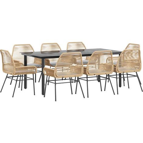 Maison Exclusive - Set da Pranzo da Giardino 9 pz con Cuscini Polyrattan Vetro