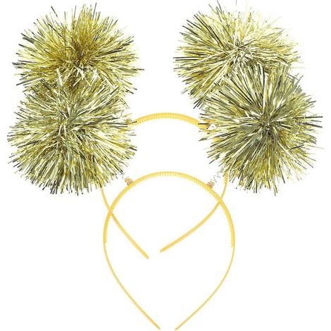 Set mit 2 niedlichen, elastischen Party-Haarbändern, Haarschmuck für Cosplay und Kinderpartys. – 19,00 x 19,00 x 1,50 cm – Gold (1/3)