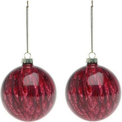 Boules de Noël (2 pièces) 113572 Marron Rouge 8 cm (2 unités) (1/2)