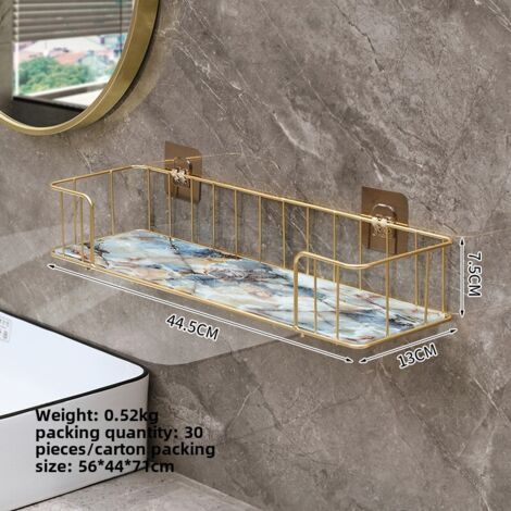 Étagère murale de salle de bain grand format peinte, sans perçage, pour ranger gel douche et cosmétiques, organisateur de produits de toilette (1/5)