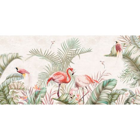 Papier peint panoramique - Flamants Roses - 130 cm x 64 cm (1/2)