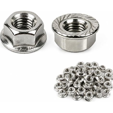 40PCS Écrous à Bride M8, Écrou M8 Inox en Acier Inoxydable DIN 6923, Écrous Hexagonaux à Denture de Blocage, Fixation Robuste et Durable pour Bricolage et Entretien (1/5)