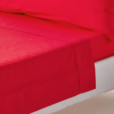 HOMESCAPES Red Egyptian Cotton Flat Sheet 200 Thread Count, Double - Red