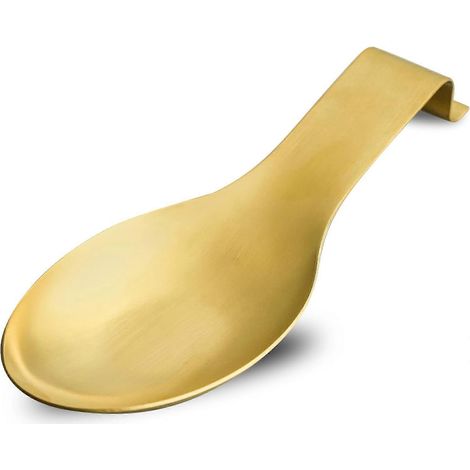 Repose-cuillère doré pour plan de travail, porte-cuillère en acier inoxydable pour plaque de cuisson, spatule, louche, cuillère, accessoires de cuisine dorés, couleur or (1/5)