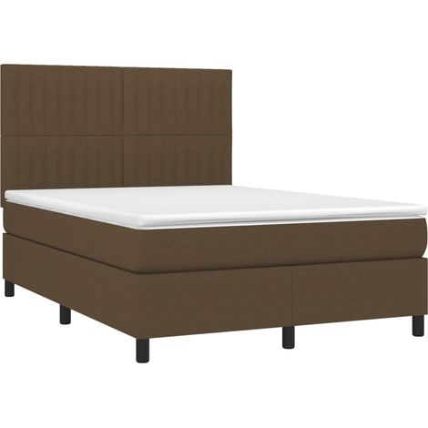 vidaXL Sommier à lattes de lit matelas et LED Marron foncé 140x190 cm (1/5)