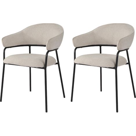 Sillas Rebecca Mobili Bakla 82,5x57x56,5 Tela de Poliéster Acero Blanco Perla Negro Moderno CONJUNTO (1/5)