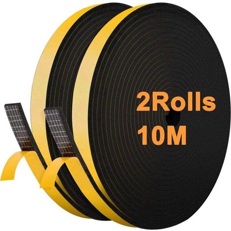 Foam Rubber Seal Strip 12mm (W) x 6mm (H) x 10m (L) Self-Adhesive Collision Proof Seal Strips for Door Window (Black) (1/4)