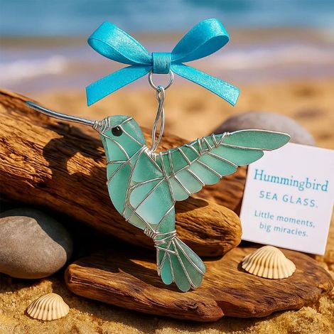 Oiseau - Pendentif En Verre De Mer Recyclé - Décoration Murale Ou Fenêtre - Ornement Accrochable 2D - 1 Pièce (1/5)