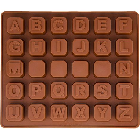 Moule en silicone avec lettres de l'alphabet, moule à pralines, moule à chocolat, moule de moulage, moule à glaçons, béton, fondant, moule à pâtisserie, décorations de gâteaux (1/4)