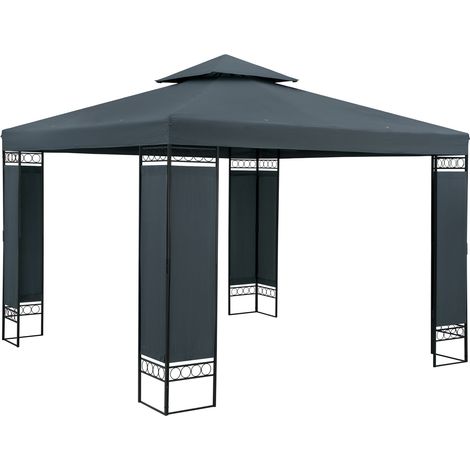 Garden Gazebo Pavilion 3x3m Stable, Robust Water-Repellent Metal Frame Outdoor Marquee Party Tent Sun Shade Canopy Awning Furniture Pergola Anthracite (1/5)