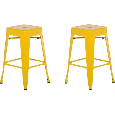 Set of 2 Bar Stools CABRILLO Metal Yellow