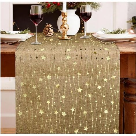 Starred or glittery Christmas tablecloth - DIY table decor for Christmas, Thanksgiving, Halloween (1/5)