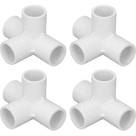 10 Pièces Coude PVC 4 Voies 0.8 Pouce Blanc, Raccord pour Meuble de Jardin et Tente de Camping (1/5)