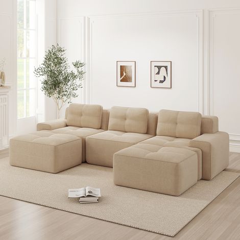 Divano modulare in corduroy beige OKMYHOME (1/5)