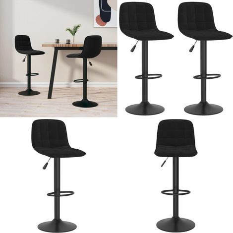 Tabourets de bar lot de 2 noir velours - Tabouret De Bar - Chaise De Bar - Tabourets De Bar - Fauteuil De Bar - Meubles De Cuisine - Home & Living (1/5)