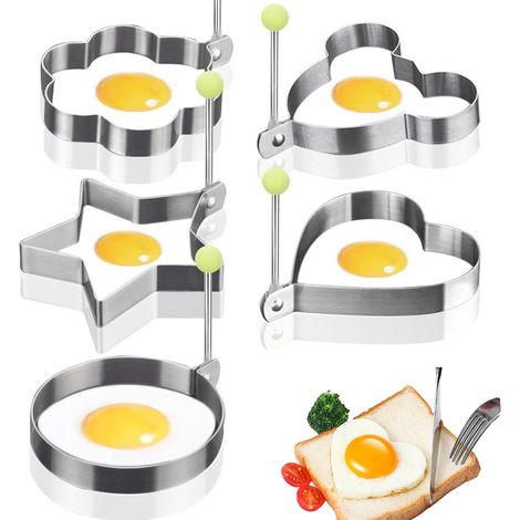 5pcs Fried Egg Mold - Round+Love+Five Point Star+Plum Blossom+Mickey
