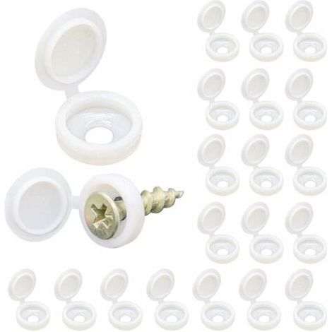Couvercle à Vis, 100 Bouchons à Vis en Plastique, Couvercle de Protection à Vis pour la Maison, les Meubles, Cache Vis pour les Murs(Blanc)