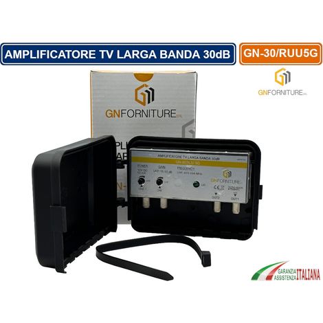 AMPLIFICATORE TV LARGA BANDA 30dB CON FILTRO 5G/LTE INTEGRATO PER DVB-T2 2 INGRESSI 2 USCITE (1/4)