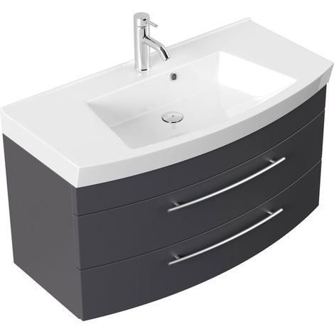 Badmöbel Bella 100 mit runder Front SoftClose anthrazit