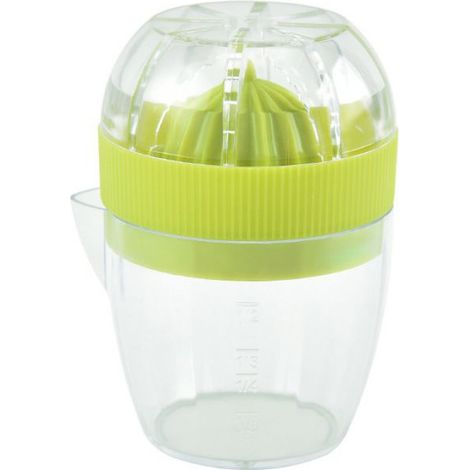 Presse-agrumes en plastique pour cuisine avec récipient à bec verseur, filtre anti-pépins et couvercle transparent (1/4)