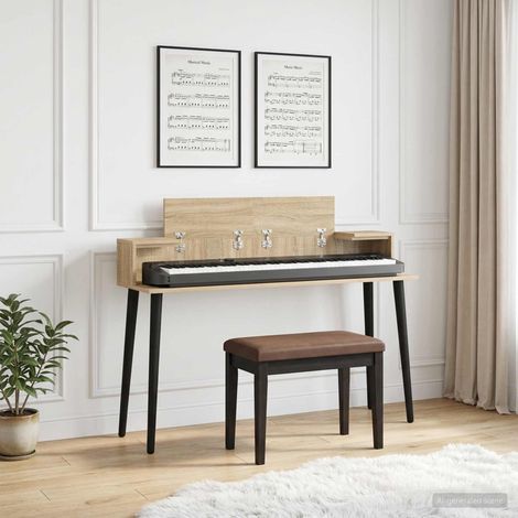 vidaXL Studio Desk Sonoma Oak 152 x 36 x 19.5 cm Engineered Wood (1/5)