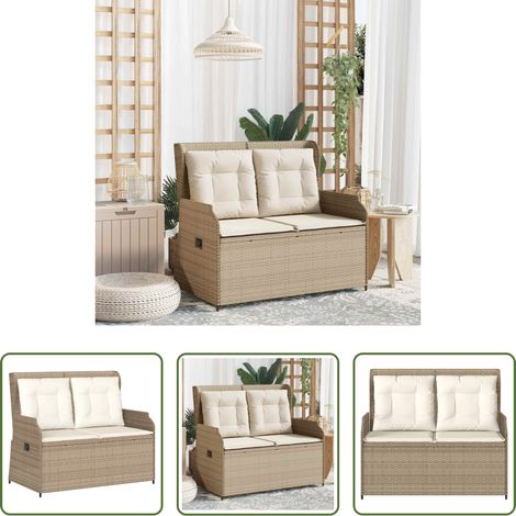 vidaXL Gartenmöbel - Gartenbank Beige Poly-Rattan (1/5)