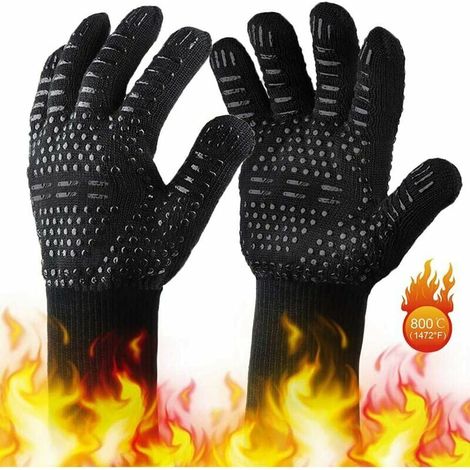 Pair of BBQ Gloves, Heat Resistant Oven Gloves up to 800°C Universal Non-Slip Heat Resistant Oven Gloves Perfect for BBQ, Oven, Kitchen and Fireplace (1/5)
