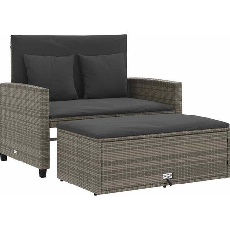 Maison Exclusive - Divano da Giardino con Cuscini 2 Posti Grigio in Polyrattan (1/5)