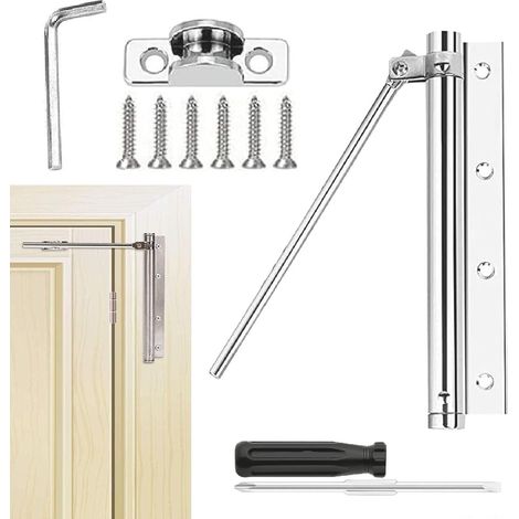Ferme-Porte à Ressort,Dispositif de Fermeture Automatique,Porte Closers,Ferme-Porte Automatique Tamponné Avec Vis,Mécanisme Fermeture Porte (Argent) (1/5)