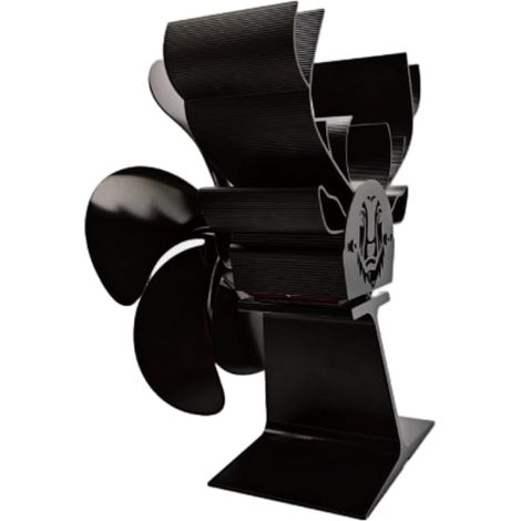 Ventilatore per camino alimentato a calore con 6 pale per stufe a legna e stufe a cherosene, struttura in metallo per un uso durevole, migliora l'efficienza di distribuzione (1/4)