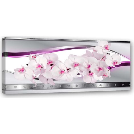 Tableau sur toile Fleur d'orchidée rose 90x30 (1/5)
