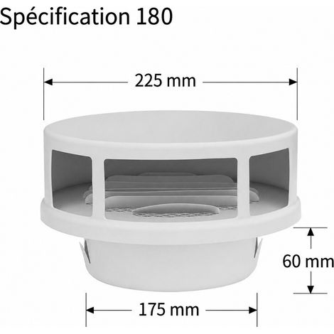 Grille de ventilation blanc 30mm 4 acier inoxydable 180mm ouverture 180MM double persienne – 20 × 20 × 15 cm – Livraison gratuite (1/3)