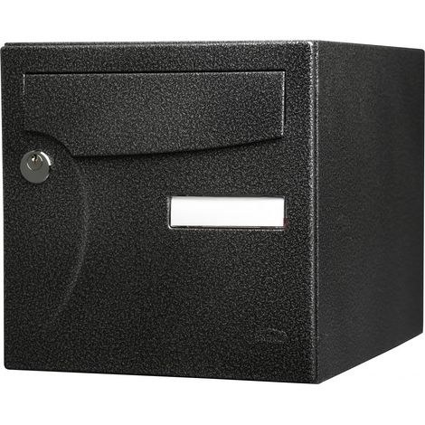 Renz – Boîte aux lettres normalisée 2 portes murale – Acier noir brillant – Gouttière hydrofuge – Serrure agréée La Poste – Anti-vandale grade 2