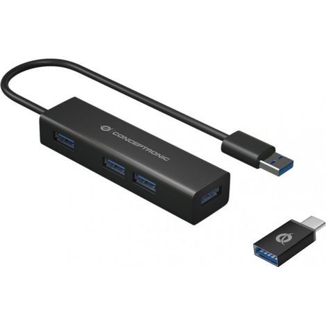 Conceptronic HUBBIES06B hub & concentrateur USB 3.2 Gen 1 (3.1 Gen 1) Type-A 5000 Mbit/s Noir