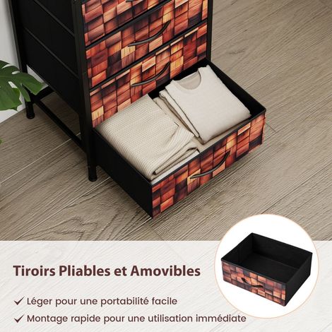 Meuble de chevet 4 tiroirs en tissu avec cadre métallique, rangement vertical et pieds réglables pour chambre, salon et bureau (1/5)
