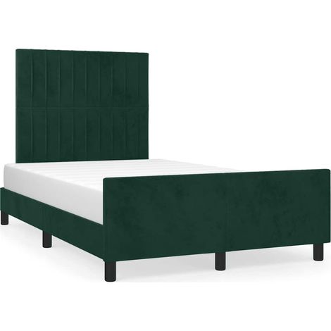 Lit double  Lit adulte  Cadre de lit sans matelas vert foncé 120x190 cm velours (1/5)