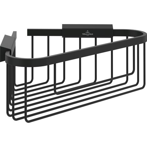 Panier de douche d'angle, étagère d'angle murale en zinc pour produits d'hygiène, accessoire de douche, 260 x 206 x 82 mm – Noir Mat (1/2)