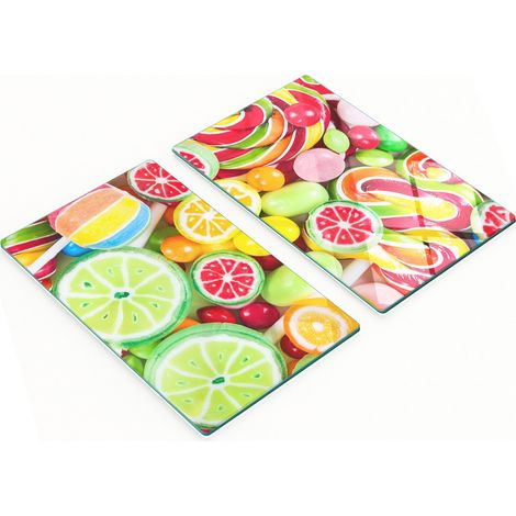 Tablas de cocina de vidrio templado con coloridos dibujos de dulces, 2 x 30 x 52 cm. (1/5)