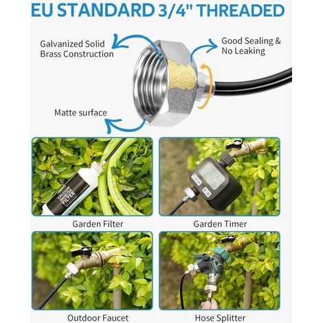 Brumisateur d'extérieur, générateur de brume de 8 m pour terrasse, avec 7 buses de brumisation + 2 buses de rechange + 1 adaptateur (laiton, 19 mm), idéal pour terrasse, jardin, serre, trampoline ou p (1/2)