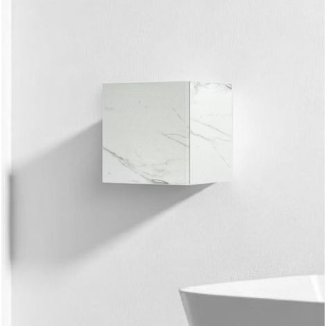 Pensile cubotto sospeso con anta Marmo Bianco 30x30 cm (1/3)