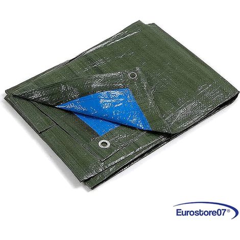 telo occhiellato bordato con angoli rinforzati gr.85 al mq verde/blu.- mt.3x3 (1/4)