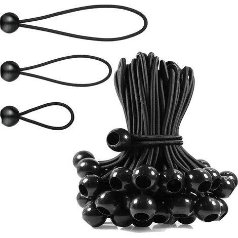 Corda elastica con palline, 10/15/20 cm, 30 corde per confezione, adatta per tende, tettoie, striscioni, bandiere, campeggio, ecc.