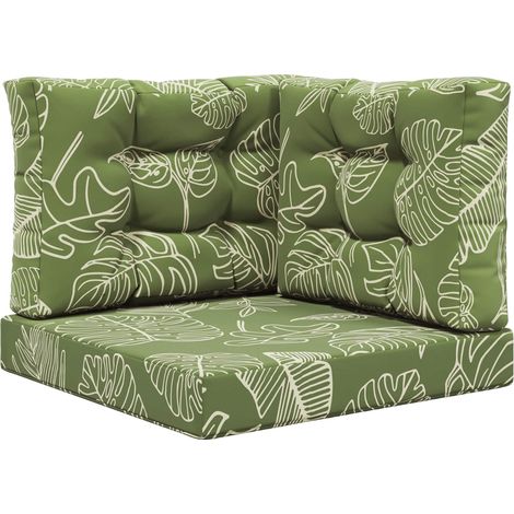 Coussin de canapé d'extérieur 3 pcs Modèle feuille Polyester